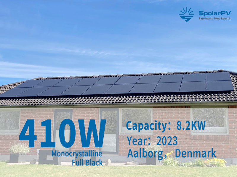 Die Kraft der Sonne nutzen: Das 410-W-Full-Black-Solarpanel von SpolarPV erstrahlt in Aalborg, Dänemark